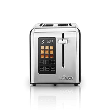 Ufesa Digital Future Tostapane 2 fette in Acciaio Inox, 950W, 9 Livelli di Tostatura per Pane e Bagel, Tostapane con Touchscreen, Tripla Funzione, Bocca Ampia