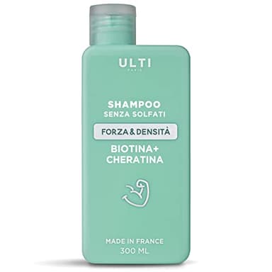 ULTI Paris Shampoo cheratina e biotina | senza solfati siliconi parabeni 300 ml, naturale |shampoo aloe vera, ricostruzione capelli professionali