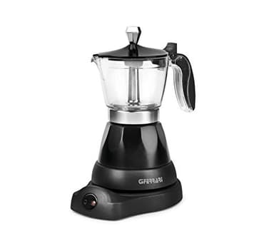 G3 Ferrari G10028 Bonjour Moka Elettrica, 400 W, 3 tazze, Mantenimento in caldo, Base d'appoggio con rotazione 360°, Alluminio, Nero