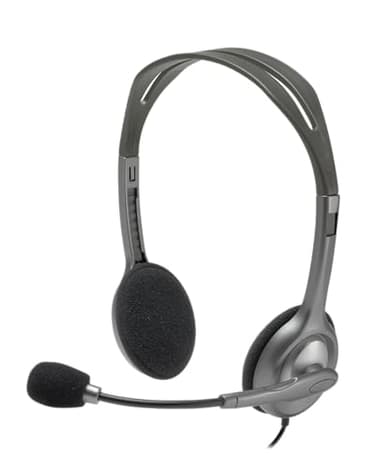 Logitech H111 Cuffie Cablate per Computer, Stereo con Microfono, Cancellazione Rumore, ‎Jack Audio da 3.5 mm, PC/Mac/Laptop/Smartphone/Tablet, Nero