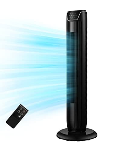 Midea FZ10-17JR Ventilatore a Torre Silenzioso con Telecomando, Ventilatore da Terra Portatile 45W, 90° Oscillazione, Display LED, 3 Velocità e 3 Modalità, Timer 7H, Ideale per Casa e Ufficio, Nero