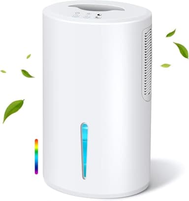 Powate Deumidificatore, 2000 ML Deumidificatore D'aria, portatile Extra Silenzioso, Luce 7 Colori, Deumidificatore per Camera, Armadio da Bagno, RV, Cantina Bagnata, Cucina