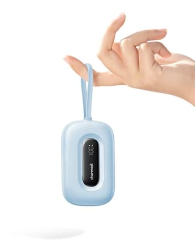 Charmast Mini Power Bank 10000mAh con Cavi Integrati (Rimovibile) 20W Caricatore Portatile Ricarica Rapida USB C Ultra Compatto Powerbank Compatibile con iPhone 15/14/13/12 Huawei(Blu)
