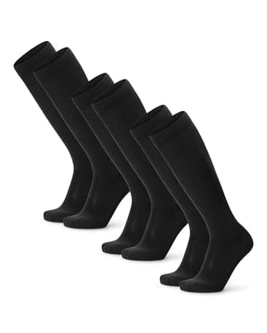 DANISH ENDURANCE Calze a Compressione Graduata in Cotone Biologico, 14-18 mmhg, Recupero e Sport, Uomo e Donna, 3 Paia Nero Scuro, 43-47