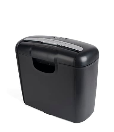 Pavo - Distruggidocumenti Premium fino a 6 fogli, taglio a strisce, trituratore per carte di credito con cestino, 10 l, nero, 8038770