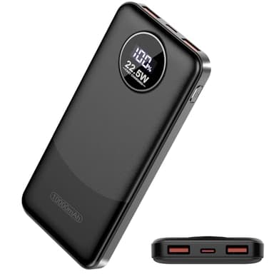 Power Bank 10000mAh, PD 22.5W Ricarica Rapida powerbank, QC 3.0 USB C caricatore portatile Con LED Display Batteria Esterna per iPhone 16 15 14 13 12 Pro Max Mini Plus smartphone Android etc