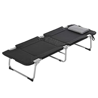 Outsunny Letto da Campeggio, Brandina Pieghevole e Imbottita con Cuscino, Nero 183 x 66 x 33cm