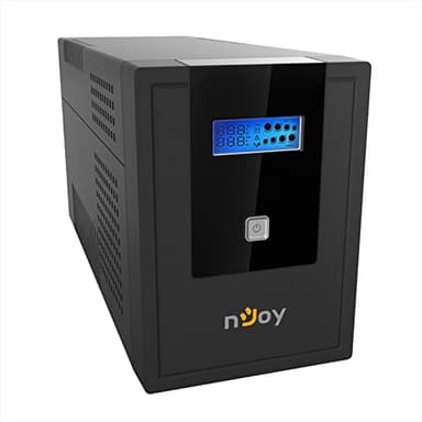 NJOY Cadu 2000 Gruppo di Continuità 2000VA 1200 Watt, Line Interactive, Display LCD, AVR, HID USB, Protezione LAN 1Gb/s, 4 Uscite Schuko, Software per Gestione UPS, 2 Batterie 12V-9Ah