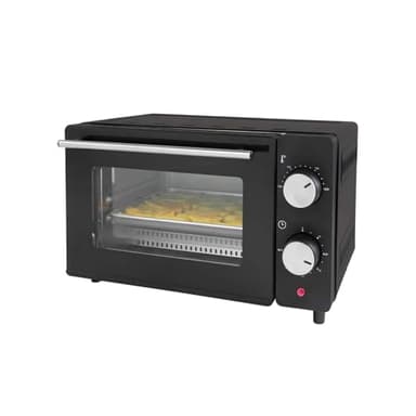 Wintem Forno Elettrico Nero Potenza 650W Capacità 10L - Ideale per Cottura al Forno e Grill - Temperatura Regolabile e Timer di 60 Minuti con Spegnimento Automatico e Luce Interna - Salvaspazio