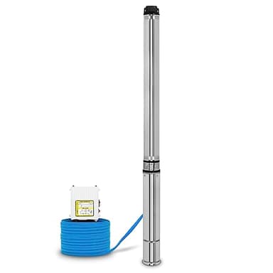 EBERTH Pompa per pozzi profondi 4" Pompa per pozzi in acciaio inossidabile, pompa sommersa per pozzi pompa sommergibile 2200W, Diametro pompa 4 pollici 10cm, Cavo 20m, Prevalenza max. 112m, con filtro