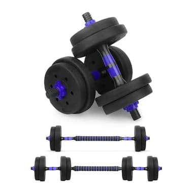 wuuhoo® Set di manubri Fitness 2in1 Jimmy, Set di manubri da 30 mm, 10 kg, 20 kg, 30 kg, Barra per manubri e Barra per bilancieri con Pesi, HomeGym - 10 kg (Blu)