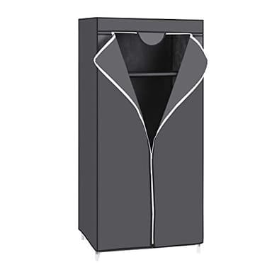 SONGMICS Armadio in tessuto, armadio pieghevole con asta di sospensione, armadio semplice, organizer per giocattoli, scarpe, borse, soggiorno, camera da letto, guardaroba, 75 x 45 x 160 cm, grigio