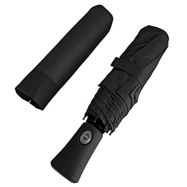 PERLETTI Ombrello Portatile Nero Uomo Donna da Borsa - Pieghevole da Pioggia Antivento Leggero - Ombrello Mini da Viaggio Compatto con Apertura e Chiusura Automatica - Diametro 100 cm (Nero)