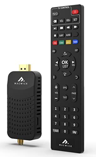 Macwick DVB-T2 Decoder Digitale Terrestre 2025-2026, 1080P H265 HEVC, HD Collegamento HDMI USB Funzione PVR, Invisibile Nano Tv Stick, Telecomando 2 in 1 Infrarossi, Assistenza Telefonica Italiano