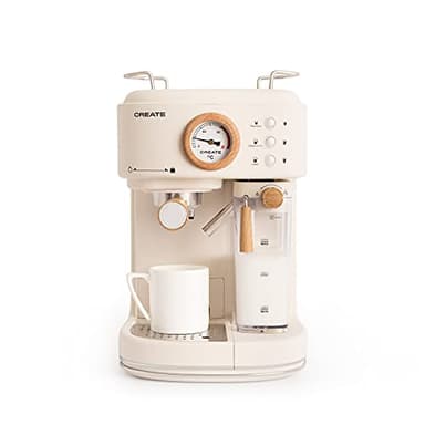 CREATE/THERA MATT PRO/Caffettiera express semiautomatica bianco crema, 20 bar di pressione, espresso, latte o cappuccino, serbatoio dell'acqua estraibile 1,5 l, 1250 W