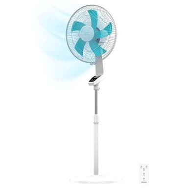 Cecotec Ventilatore a Piantana, con telecomando EnergySilence 620 Flow Control, 50 W, diametro 40 cm, 5 lame, timer 12 ore, touch control, schermo LED, 3 velocità, oscillazione automatica, Bianco/Blu