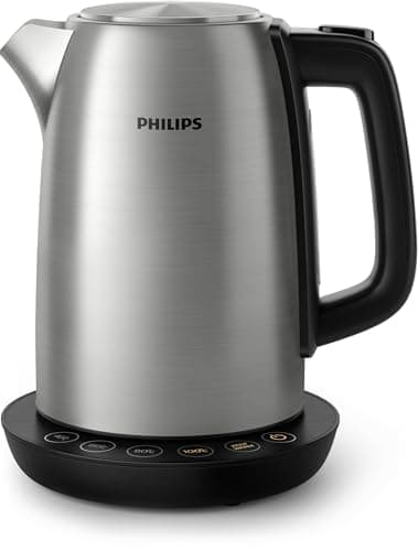 Philips Domestic Appliances Bollitore Elettrico HD9359/90 Acciaio Inox, Programmi Pre-Impostati, Mantenimento della Temperatura, Capacità 1.7 l, Luci LED