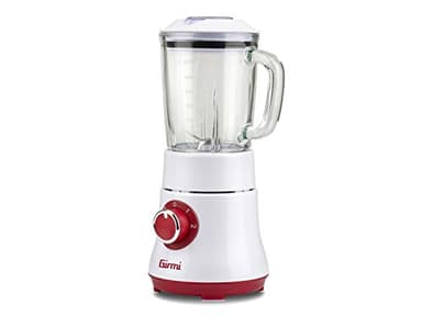 Girmi FR23 Frullatore Elettrico, 300W, Bicchiere in Vetro, 2 Velocità, 4 Lame in Acciaio INOX, 600 ml, Bianco