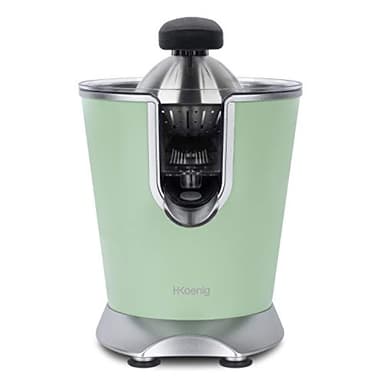 H.Koenig Spremiagrumi elettrico professionale a braccio in acciaio inox verde pastello AGR88 Senza BPA, veloce, automatico, silenzioso, potente, beccuccio antigoccia, 160W