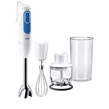 Braun MultiQuick3 MQ3025 Spaghetti, 5 ANNI DI ASSISTENZA, Minipimer Frullatore ad Immersione, Dotato di minitritatutto da 350ml, frusta a filo in acciaio inox e bicchiere graduato da 600ml, 700 watt