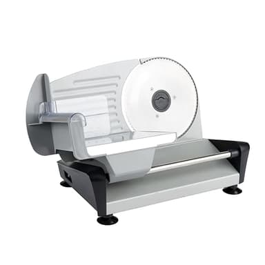 FLM SYSTEM Affettatrice Professionale Elettrica da Casa, Diametro 19 cm, 150 W, Acciaio, Spessore Max 15 mm, taglia salumi carne pollo