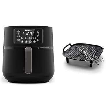 Philips Airfryer Serie 5000 XXL 7.2L, 16-in-1, WiFi, 90% meno grassi e Kit grill XXL Philips Airfryer, piastra antiaderente