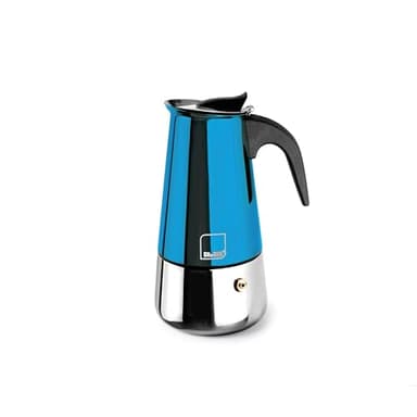 IBILI - Macchina per caffè espresso Moca Blue, 2 tazze, 100 ml, Acciaio inossidabile, Adatto per induzione