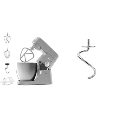 Kenwood KVL4100S Impastatrice Planetaria Chef XL con Ciotola da t,7L, 3 Ganci di Miscelazione & Küchengeräte KAT72.000SS - Gancio per impastatrice adatto per tutte le macchine da cucina