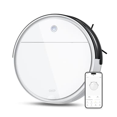 OKP K5 Robot Aspirapolvere, 2500Pa, 120 Minuti, WiFi/App, Sistema di Filtrazione Efficiente, Auto-Ricarica, Design Sottile, Silenzioso, Perfetto per Pavimenti Duri, Peli di Animali, Tappeti