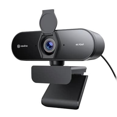 N newline Webcam PC 4K con 2 Microfoni, 12 Megapixel, Autofocus Istantaneo Doppio PDAF/CDAF, Suono Stereo Chiaro, Correzione Automatica della Luce, Telecamera PC USB per Windows MacOS Teams Streaming