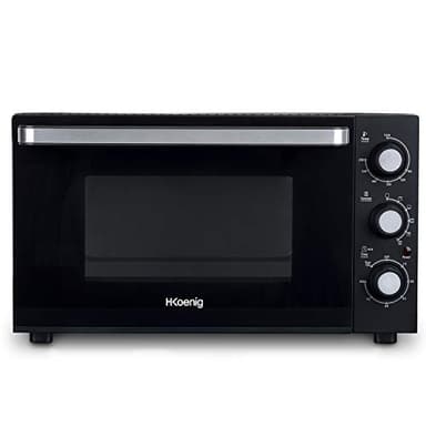 h.koenig Mini Forno Elettrico, 1500 W, 30 Litri, Vetro, Nero