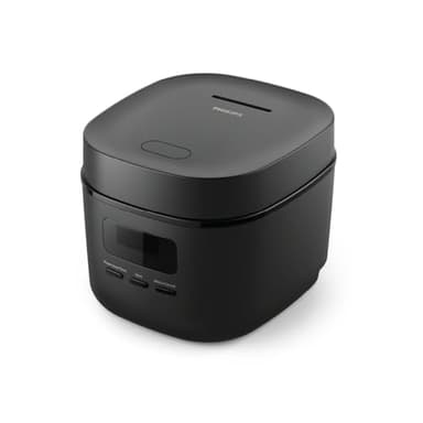 Philips Serie 3000 Mini Cuociriso - 0,54L, rivestimento Bakuhanseki a 5 strati, modalità di cottura rapida 30 minuti, 5 menu automatici, nero (HD3080/80)