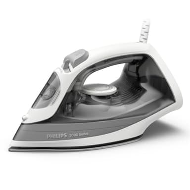 Philips Serie 2000 Ferro da stiro - Fino a 25g/min di vapore. 2000W. Serbatoio 250ml. 4 Impostazioni del vapore. Piastra in ceramica. Leggero per una stiratura rapida e facile. Grigio (DST2020/80)