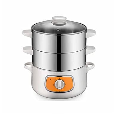 Vaporiera elettrica per Alimenti, cestelli impilabili a Doppio Livello per Verdure con Timer Vaporiera Digitale in Acciaio Inossidabile a Riscaldamento rapido da 1300 W