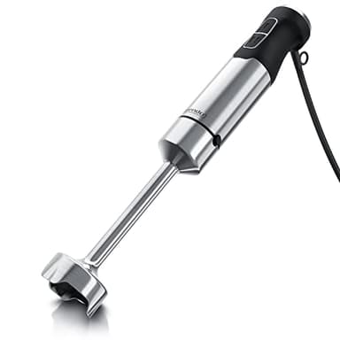 Arendo - Frullatore a immersione 1000 Watt in acciaio inox - Coltello a quattro lame - Frullatore - Regolazione continua della velocità - Tasto turbo - Piedino rimovibile - Certificazione GS