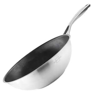 SILBERTHAL Wok antiaderente - Acciaio inox - Padella wok 28 cm - Saltapasta induzione