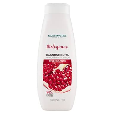 Naturaverde | Natural Beauty - Bagnoschiuma Melograno, Rigenerante, Docciaschiuma Famiglia, Bagnodoccia Uomo e Donna, Sapone per il Corpo, 750ml