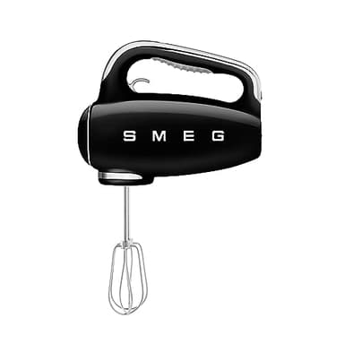 Smeg, Sbattitore Elettrico HMF01BLEU, 9 Livelli di Velocità, Funzione Turbo, Sistema di Avvio Smooth Start, 4 Fruste, 2 Ganci Impastatori e Avvolgicavo in Dotazione, 250W, Nero