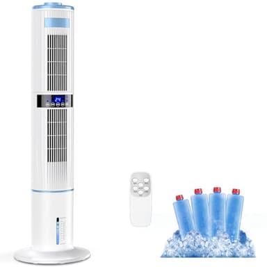 Condizionatore Portatile Senza Tubo, Raffreddatore d'aria 65W, Silenzioso con Night Mode, 4 Modalità Ventilatore Aria Fredda, Timer 1 a 24 ore, Climatizzatore 4 L, Telecomando, Oscillazione 60°e 360°
