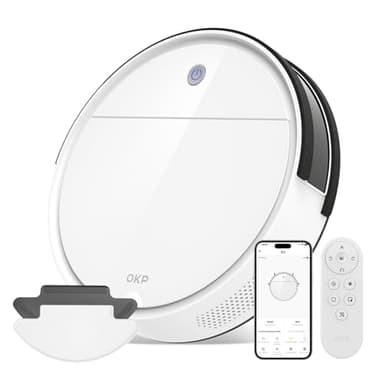 OKP K5B Robot Aspirapolvere e Mocio Ultra Sottile 7.7 cm, 2500Pa, Wi-Fi/App/Alexa, Adatto per Salviette Monouso, Ideale per Peli di Animali, Tappeti, Pavimenti Duri, Automatic Recharge