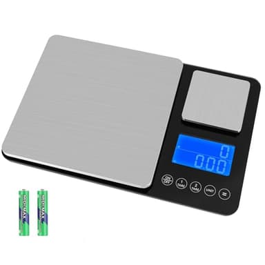 Apritsce Bilancia a Doppia Piattaforma, 15kg/1g & 500g/0.01g, Bilancia Cucina Digitale, Bilancia da Cucina con Funzione di Accumulo e Funzione Tara, Bilancia Alimenti per Cuocere e Cucinare