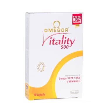 Omega 3 IFOS 5 Stelle OMEGOR Vitality 500 [Facile da Deglutire] 60 Capsule - Omega3 EPA 535mg e DHA 268mg per 2 Capsule - Senza Retrogusto di Olio di Pesce