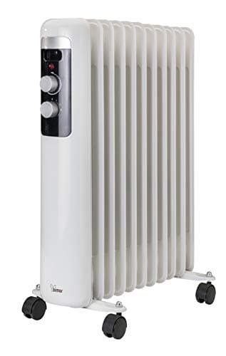 Bimar HO411 Termosifone elettrico, Radiatore ad olio Basso Consumo, calorifero ad olio con 11 Elementi e 5 Canali di Circolazione, Termostato Regolabile, 3 potenze di Riscaldamento, Trasportabile