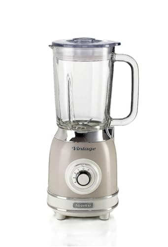 Ariete 583, Frullatore Vintage con tazza in vetro da 1,5 Litri, 4 Lame in Acciaio Inox, 4 Velocità + Pulse,1000 Watt, Beige