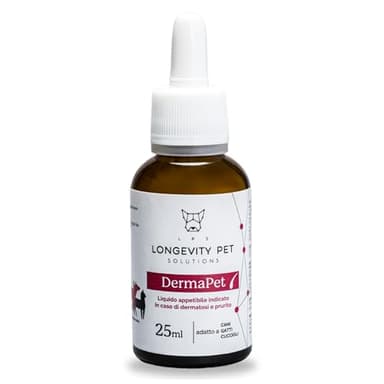 Longevity Pet DermaPet Integratore per Cute Cani e Gatti | Antinfiammatorio Naturale con Olio di Ribes e Canapa | Dermatite Cane e Gatto | 25ml | Integratori Pelo Cane e Gatto Made in Italy
