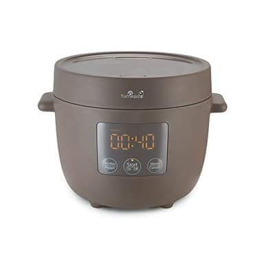 Yum Asia Tsuki mini cuociriso con ciotola in ceramica Shinsei (2,5 tazze, 0,45 litri) 5 funzioni di cottura del riso, 2 funzioni multicooker, display a LED nascosto, 220-240V (Pebble Grey)