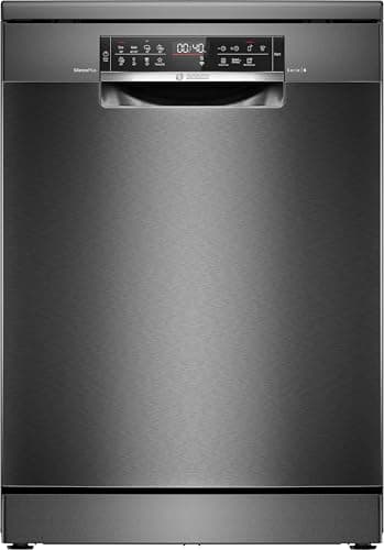 Bosch SMS6ECC12E Serie 6, Lavastoviglie da libera installazione, Home Connect, Extra Clean zone: lavaggio intenso per lo sporco più ostinato, Assistente al lavaggio, Programma Preferito,Nero, 60 cm