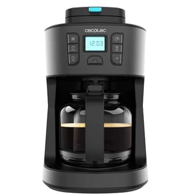 Cecotec Caffettiere a Goccia Caffè 66 Grind & Drop. 1086 W, Macinacaffè a Lama, Fino a 12 Tazze, Tecnologia Extremearoma, Caffettiera Digitale a Goccia, Acciaio Inox, Spegnimento Automatico