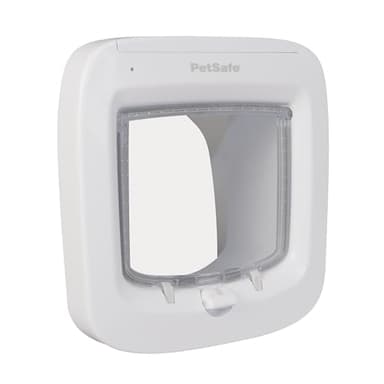 Petsafe Porta per gatti con microchip, porticina per animali domestici a batteria, chiusura a 4 vie e installazione semplificata, bianco