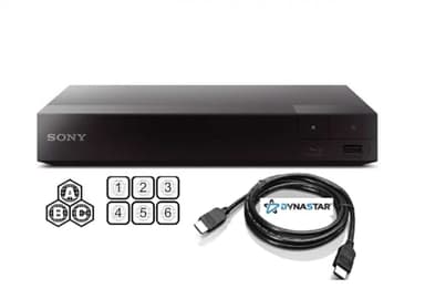 Region Free Blu-Ray Player Compatible with Sony BDP-BX370 with WiFi Multi Region Code Free | Blu-Ray Regions A, B, C | DVD Regions 0-8 with Dynastar 6FT HDMI Bundle
